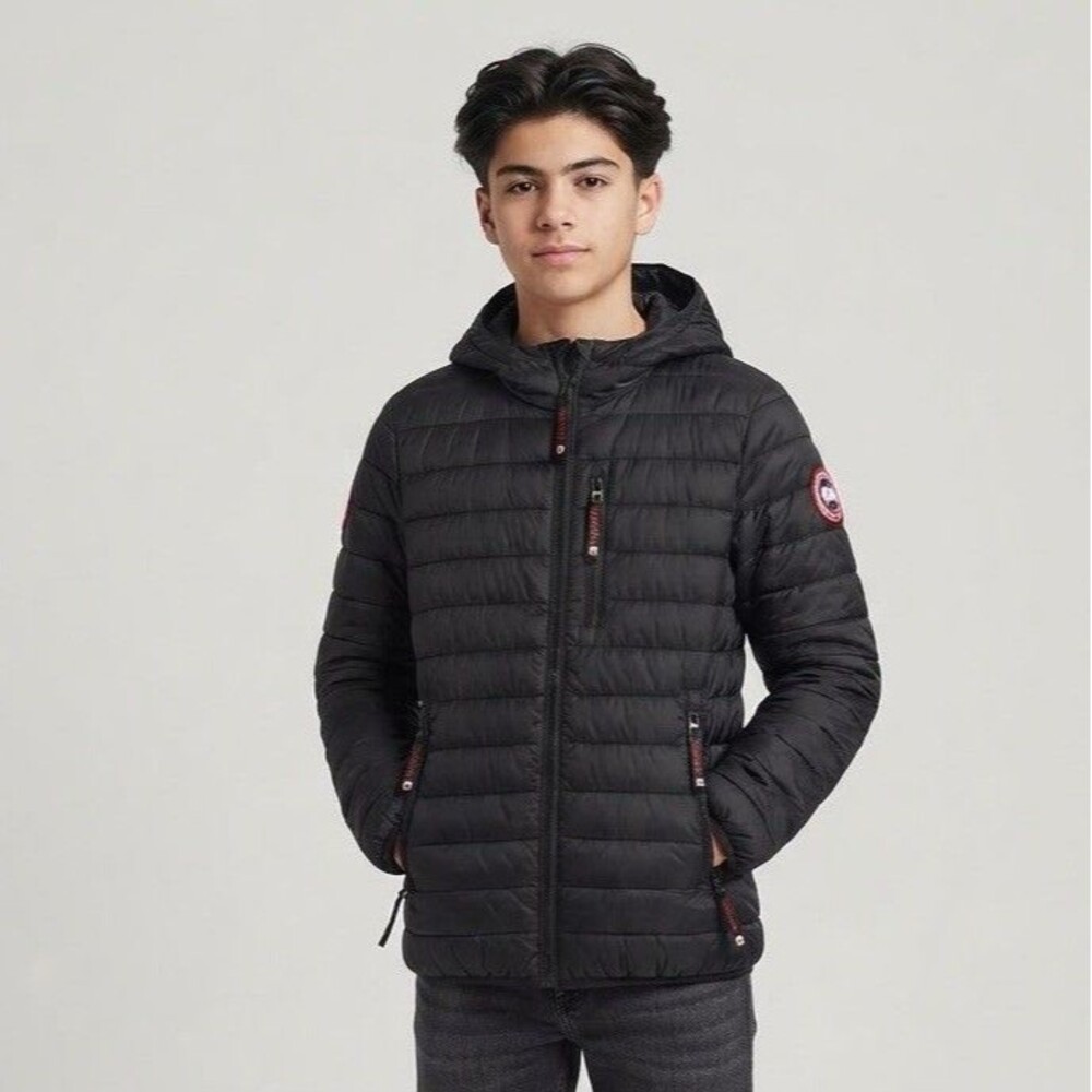 Canada Weather Gear Boys XL Black Puffer Jacket Lightweight Full Zip Coat Winter